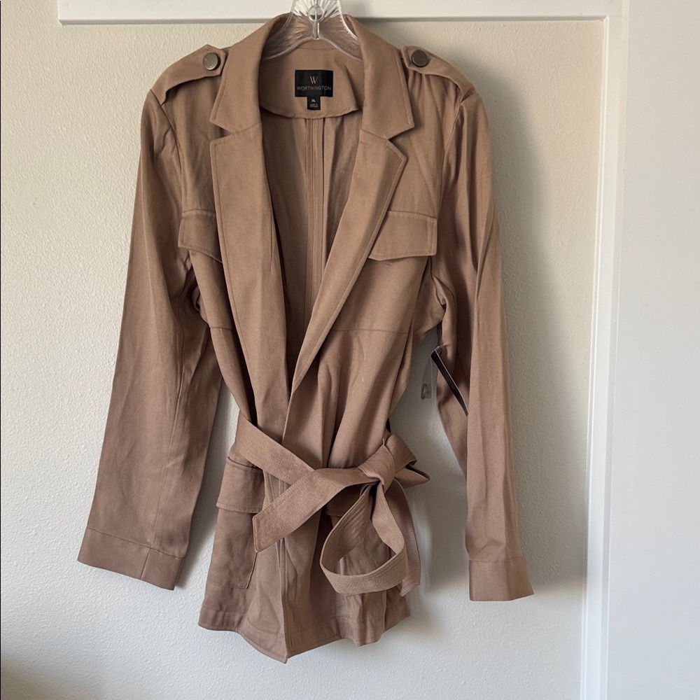 Worthington Tan Belted Trench Coat